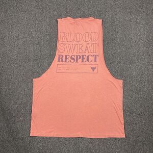 Under Armour Project Rock Men’s Tank Top Blood Sweat Tears Coral Size XL